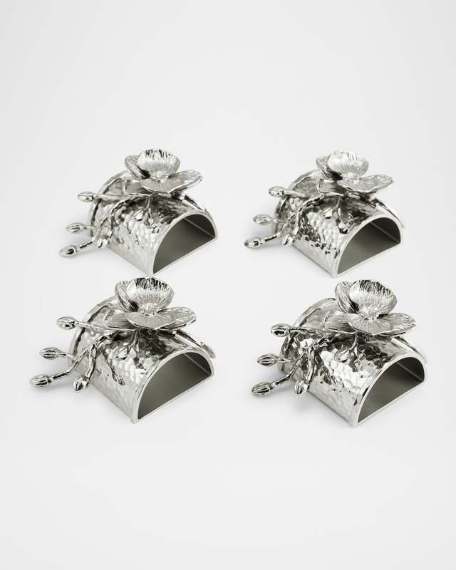 White Orchid Napkin Rings, Set of 4